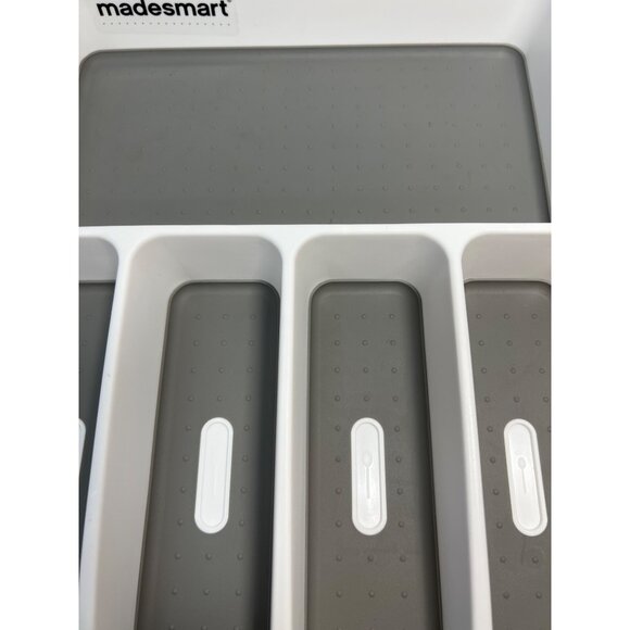 Madesmart Large Silverware Tray With 6 Compartments Non-Slip Insert White/Gray P - Picture 2 of 3